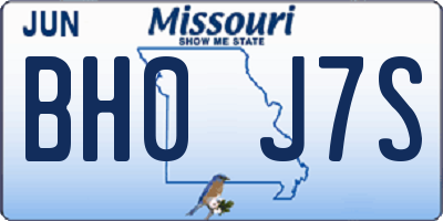 MO license plate BH0J7S