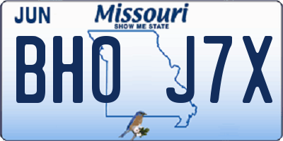 MO license plate BH0J7X