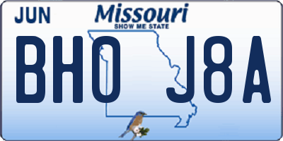 MO license plate BH0J8A
