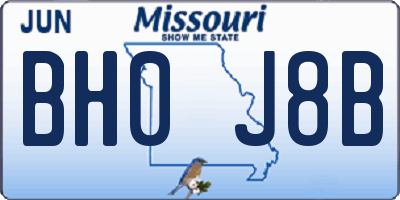 MO license plate BH0J8B