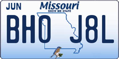 MO license plate BH0J8L