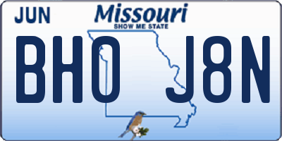 MO license plate BH0J8N