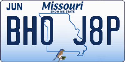 MO license plate BH0J8P