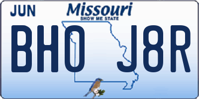 MO license plate BH0J8R