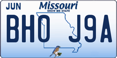 MO license plate BH0J9A