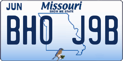 MO license plate BH0J9B