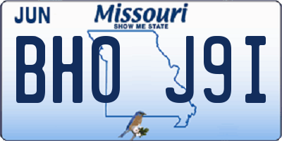 MO license plate BH0J9I