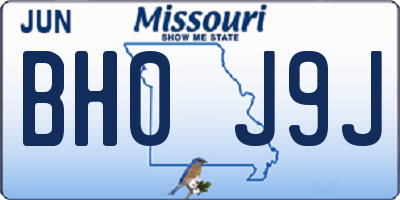 MO license plate BH0J9J