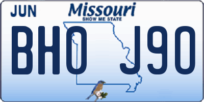 MO license plate BH0J9O