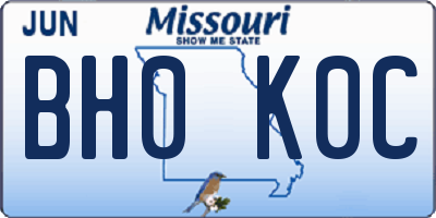MO license plate BH0K0C