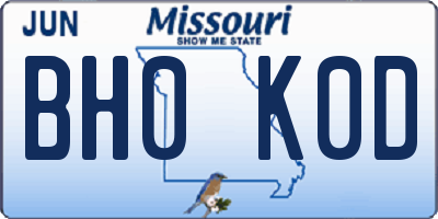 MO license plate BH0K0D