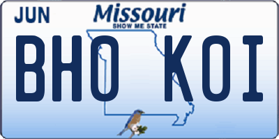 MO license plate BH0K0I