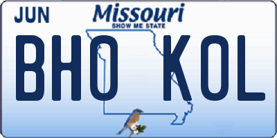 MO license plate BH0K0L
