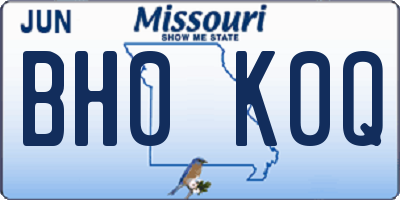 MO license plate BH0K0Q