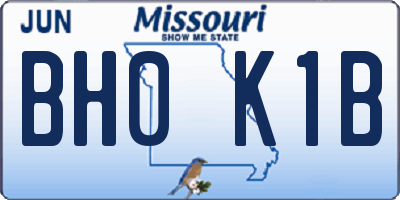 MO license plate BH0K1B