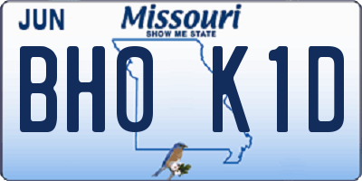 MO license plate BH0K1D