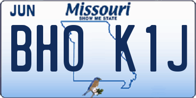 MO license plate BH0K1J