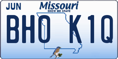 MO license plate BH0K1Q