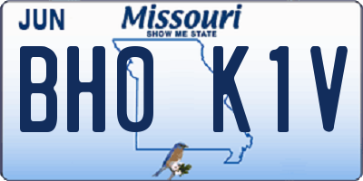 MO license plate BH0K1V