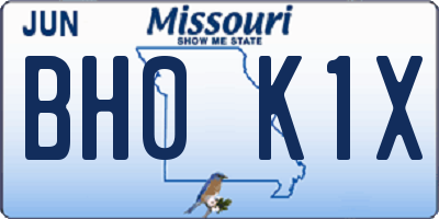MO license plate BH0K1X