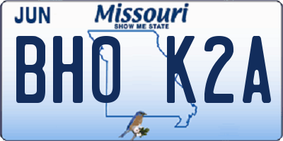 MO license plate BH0K2A