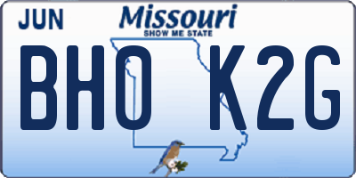 MO license plate BH0K2G