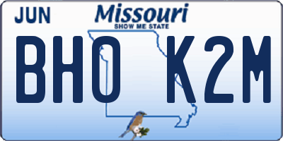 MO license plate BH0K2M