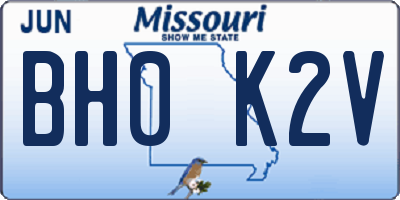 MO license plate BH0K2V