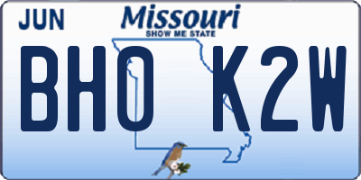 MO license plate BH0K2W