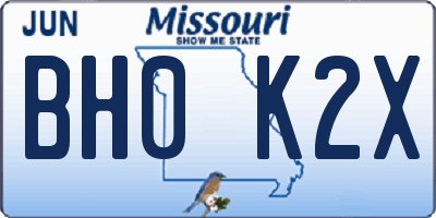 MO license plate BH0K2X