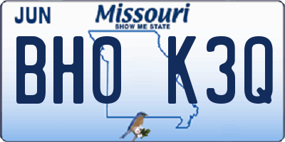 MO license plate BH0K3Q