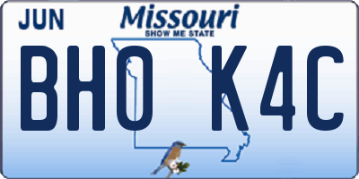 MO license plate BH0K4C