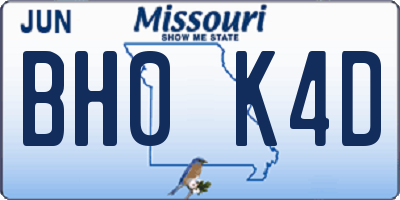 MO license plate BH0K4D
