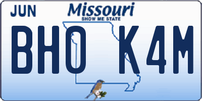 MO license plate BH0K4M