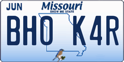 MO license plate BH0K4R