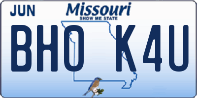 MO license plate BH0K4U