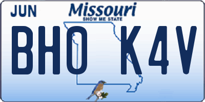 MO license plate BH0K4V