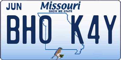 MO license plate BH0K4Y