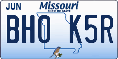 MO license plate BH0K5R