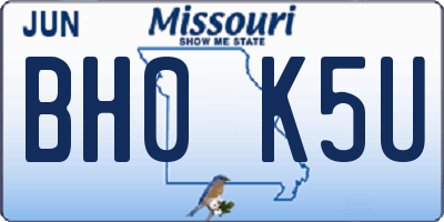 MO license plate BH0K5U