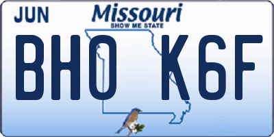 MO license plate BH0K6F
