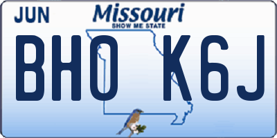 MO license plate BH0K6J