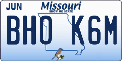 MO license plate BH0K6M