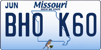 MO license plate BH0K6O