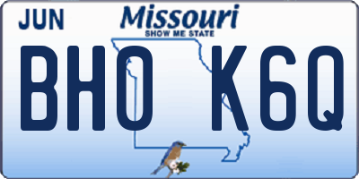 MO license plate BH0K6Q