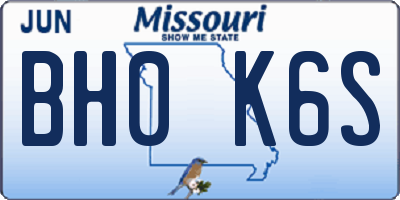 MO license plate BH0K6S