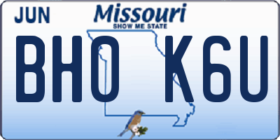 MO license plate BH0K6U