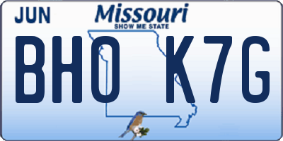 MO license plate BH0K7G