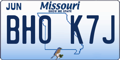 MO license plate BH0K7J