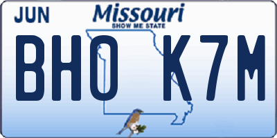 MO license plate BH0K7M